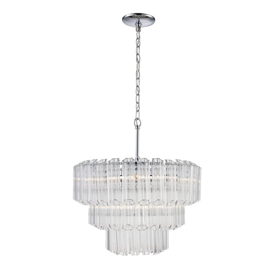 Lucid Lighting 19 75 In Modern 4 Light 3 Tier Glass Chandelier Blends With Modern Transitional And Contemporary Interiors Impressive Stylized Glass Tubes Create Shade Hanging Chain Ceiling Canopy And Hardware Are Included Polished Chrome