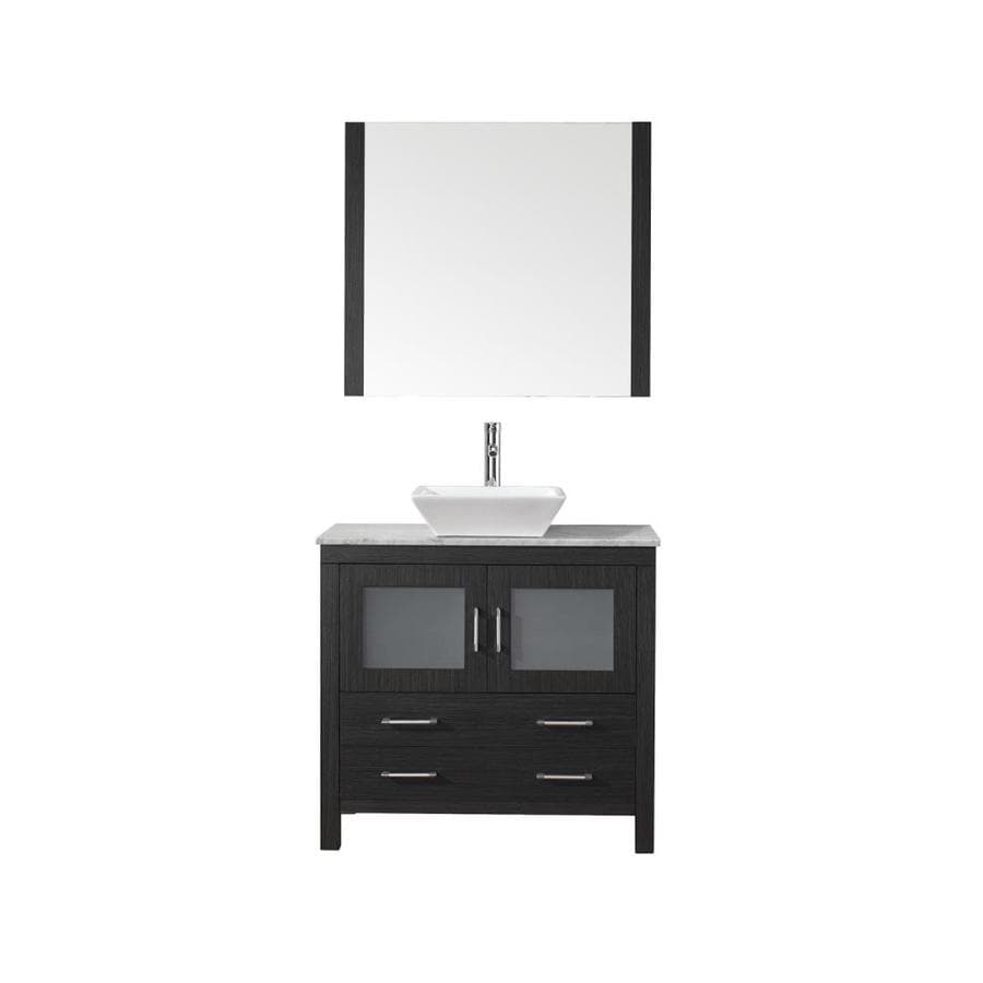 Virtu Usa Dior 32 In Zebra Gray Single Sink Bathroom Vanity With Italian Carrara White Marble Top Mirror And Faucet Included In The Bathroom Vanities With Tops Department At Lowescom