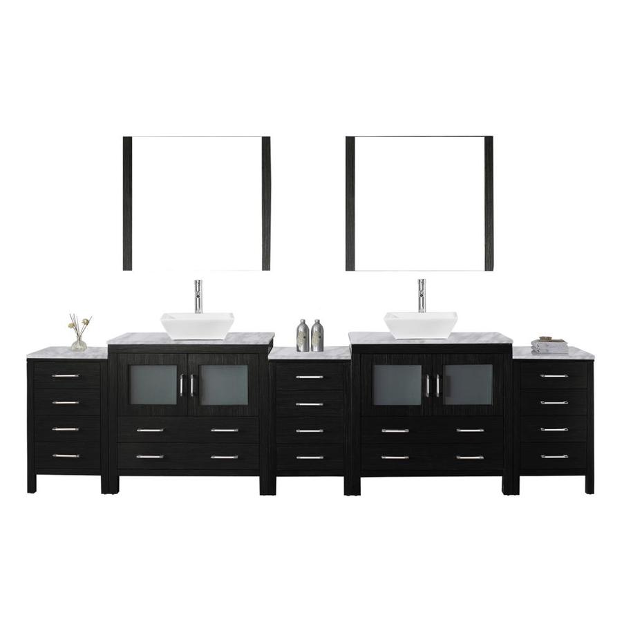 Virtu Usa Dior 1205 In Zebra Gray Double Sink Bathroom Vanity With Italian Carrara White Marble Top Mirror And Faucet Included In The Bathroom Vanities With Tops Department At Lowescom