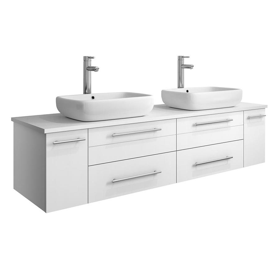 Fresca Lucera 60 Espresso Wall Hung Modern Bathroom Cabinet w//Top /& Double Vessel Sinks