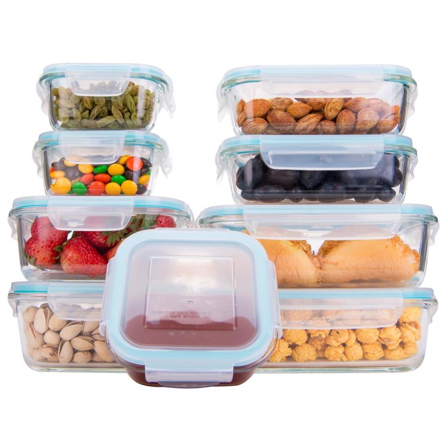 Genicook 9Piece Multisize Tempered Glass Food Storage Container in the