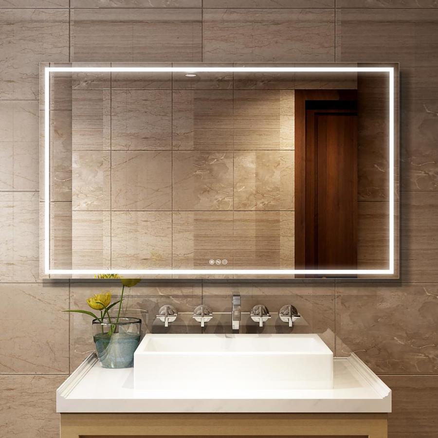 CASAINC Frameless LED bathroom mirror 60-in Lighted LED Fog Free Siver ...