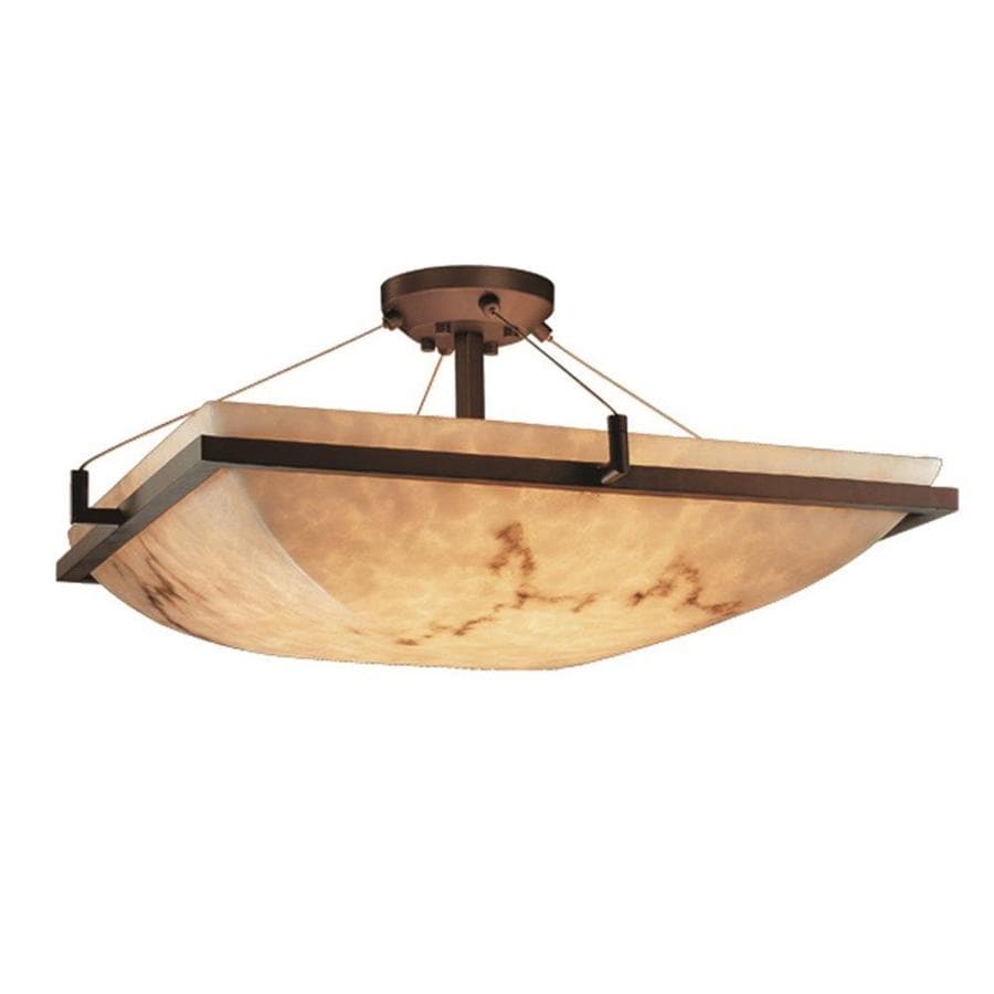 Justice Design Group Lumenaria Ring 3 Light 20 In Square Semi Flush Bowl Square Bowl Shade Faux Alabaster Dark Bronze In The Flush Mount Lighting Department At Lowes Com