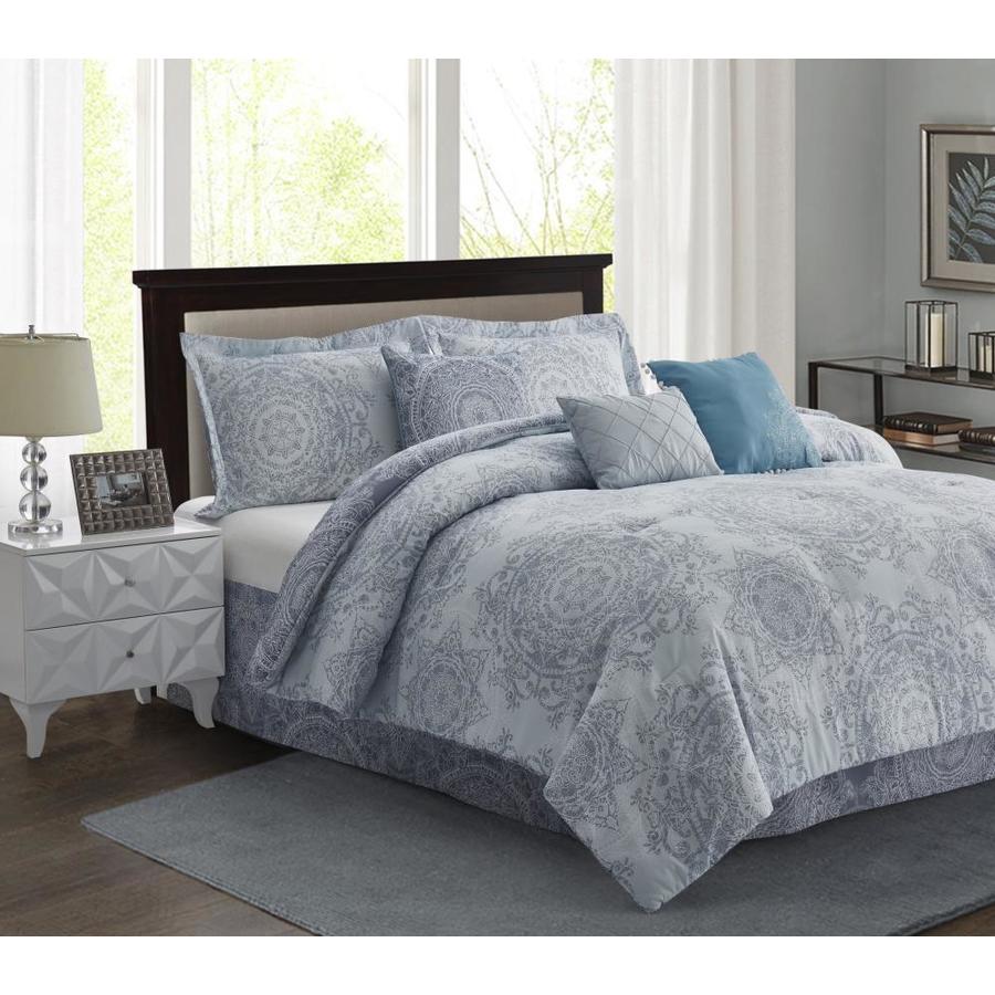 R2Zen Bungalow 7-Piece Blue Queen Comforter Set in the Bedding Sets ...