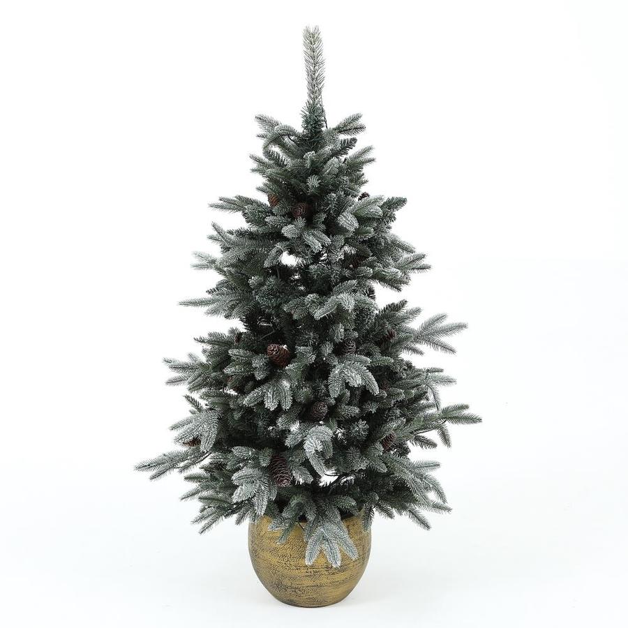 Luxen Home Pre-Lit 4.5Ft Flocked Porch Artificial Tree with Pine Cones ...