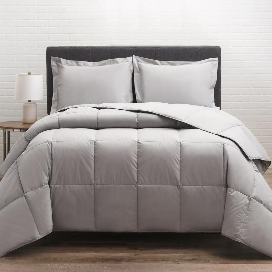 Cozy Essentials Gray Solid Twin Comforter Cotton With Down Fill In The Comforters Bedspreads Department At Lowes Com
