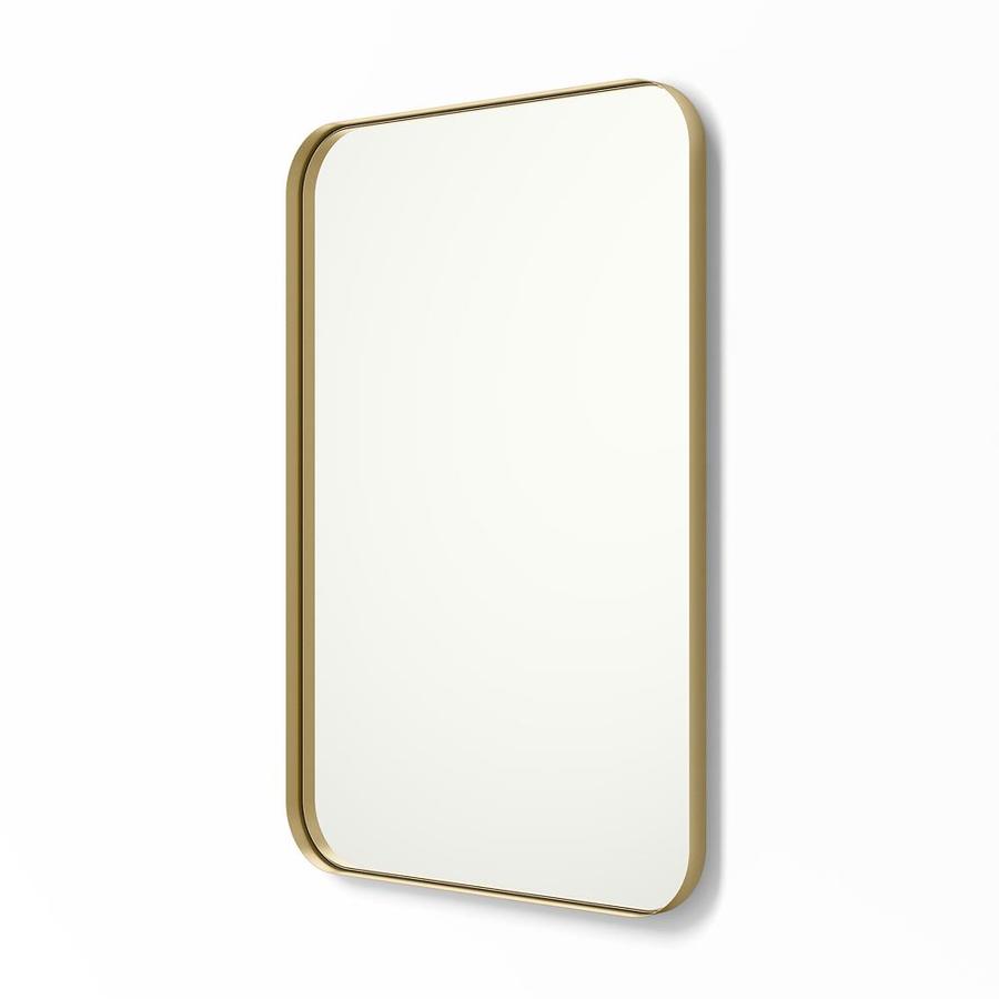 Better Bevel 24in Gold Rectangular Bathroom Mirror in the Bathroom