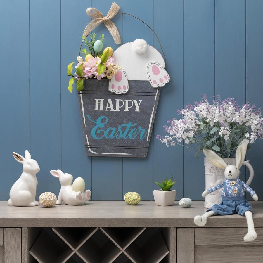 Glitzhome 18 in H Easter Wooden Bunny Eggs Wall Decor in the Spring ...