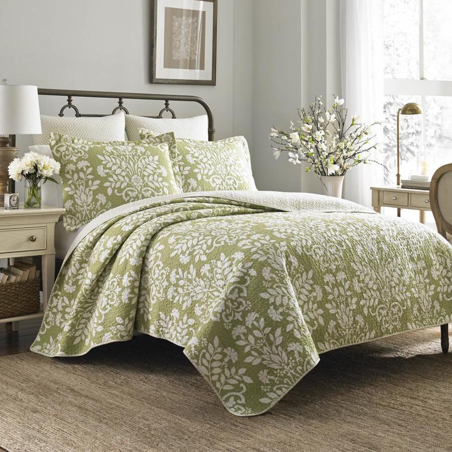 Laura Ashley Rowland 3 Piece Light Green King Quilt Set In The Bedding