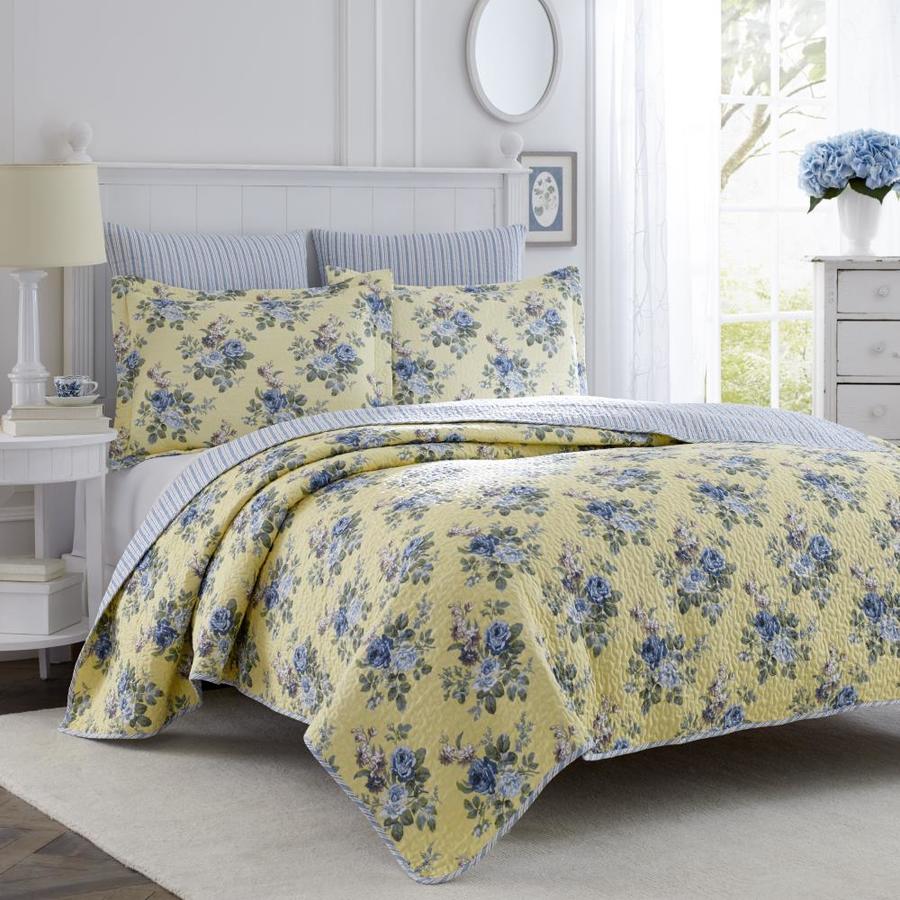 Laura Ashley Laura Ashley-Cotton- Pale Yellow Linley King 3- Piece ...