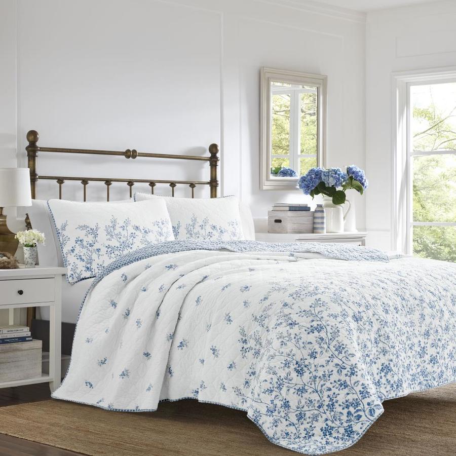 laura-ashley-laura-ashley-cotton-blue-flora-full-queen-3-piece-quilt-sham-set-in-the-bedding