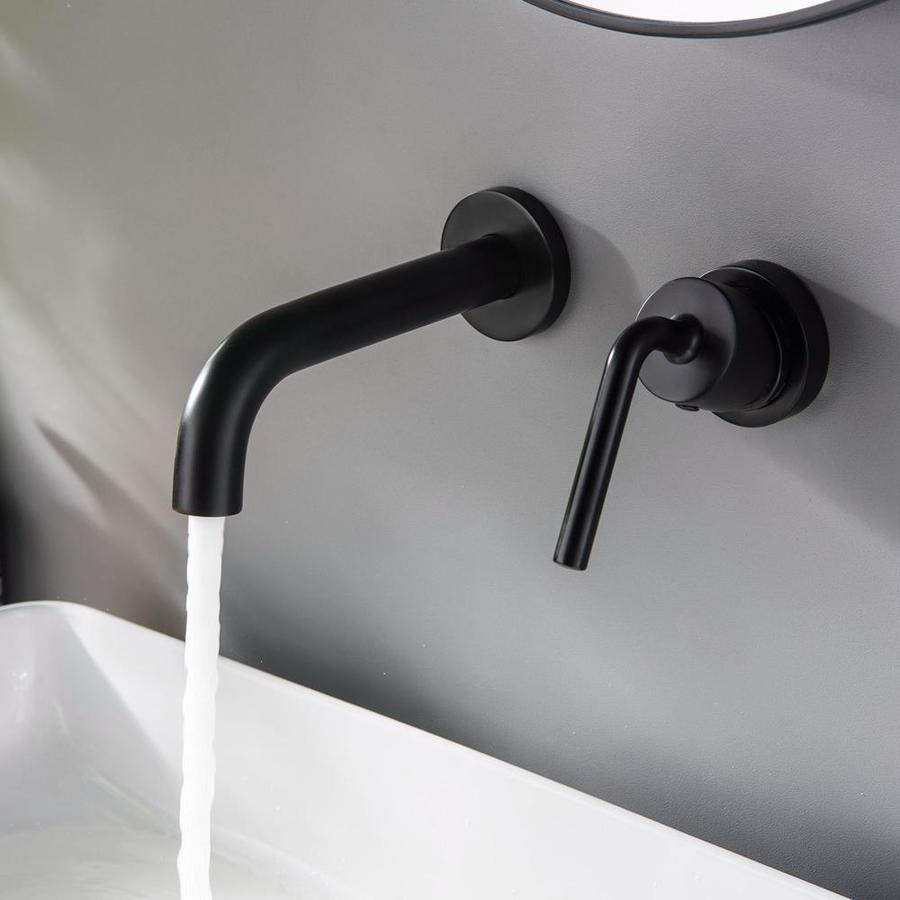 Matte Black 1-Handle Wall-mount WaterSense Bathroom Sink Faucet in the ...