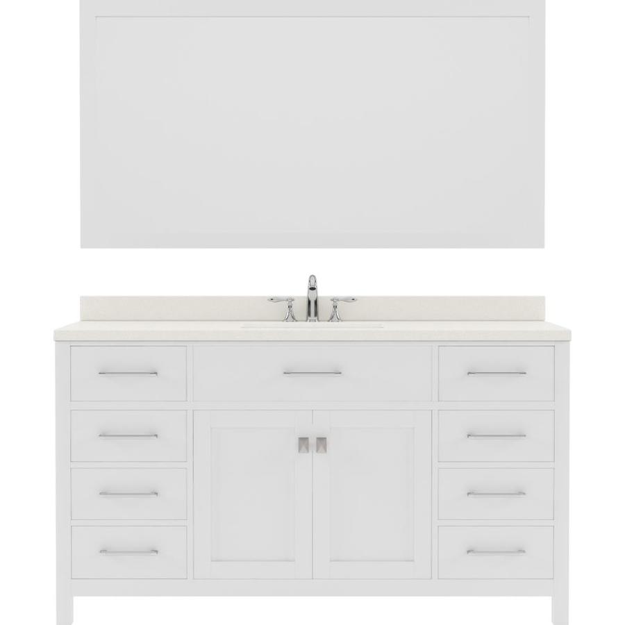 Virtu USA Caroline 60in White Single Sink Bathroom Vanity with Dazzle
