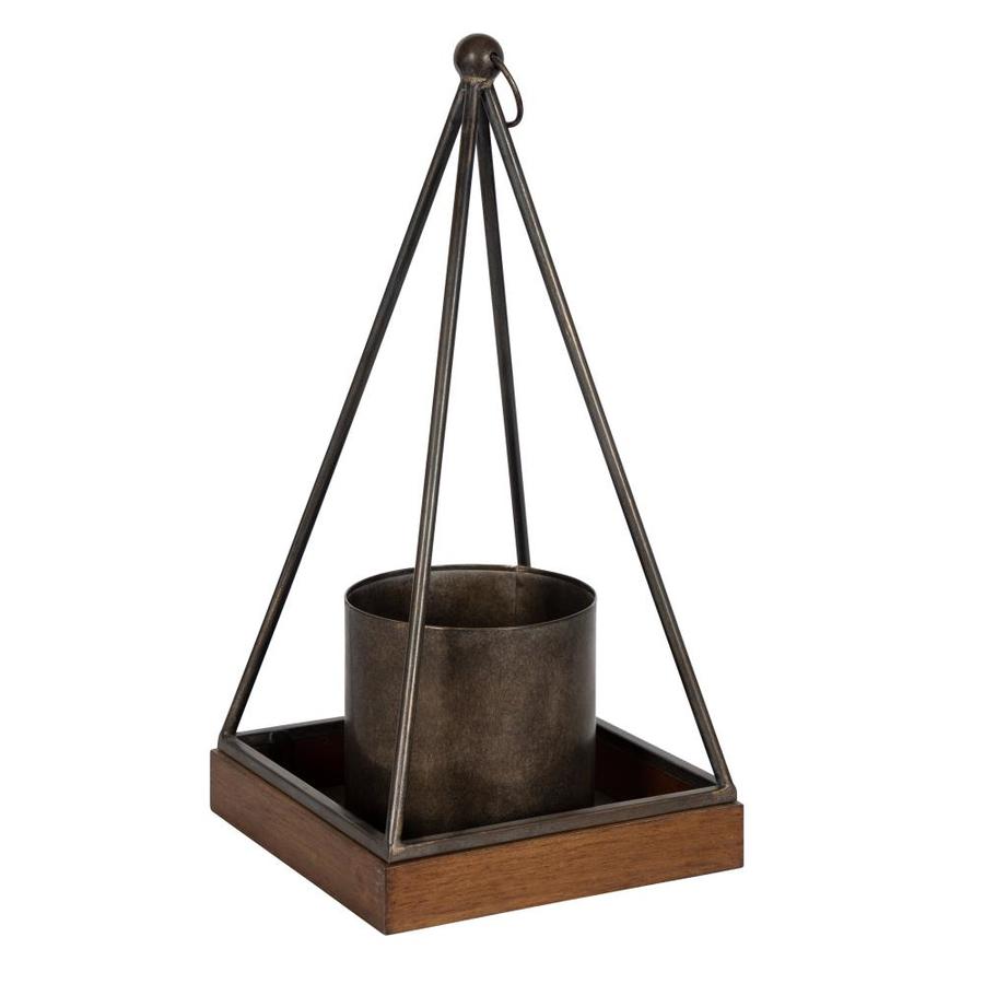 Kate and Laurel 8-in W x 17.25-in H Brown Metal Hanging Planter in the Pots & Planters ...