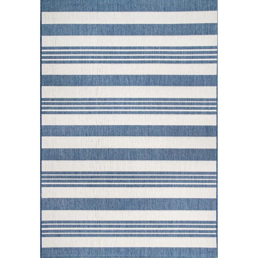 nuLOOM Robin 10 x 10 Blue Square Indoor/Outdoor Stripe Area Rug in the