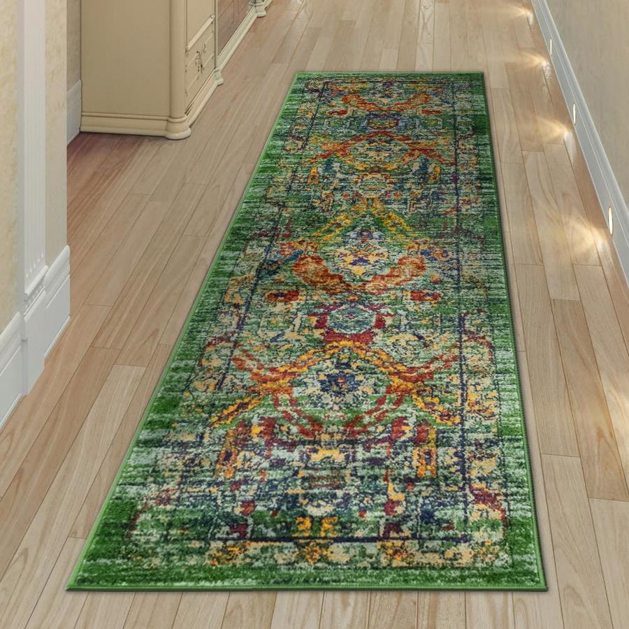 Liora Manne Fiesta 8 x 10 Green Indoor Damask Oriental Area Rug in the ...