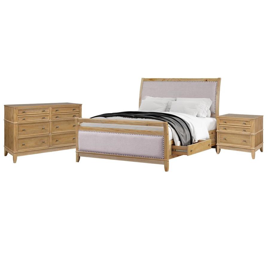 Casainc Hazel 3 Piece Upholstered And Wood King Bedroom Set King Bed Night Stand Dresser In The Bedroom Sets Department At Lowes Com