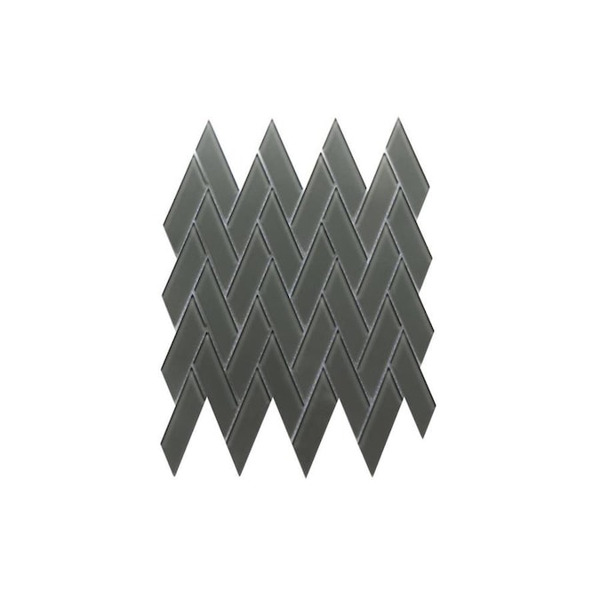 ws tiles quality value glass series 8 pack dark gray 12 in x 12 in glossy glass herringbone wall tile