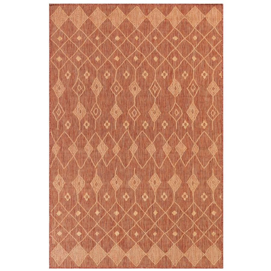 Liora Manne Carmel 5 x 8 Red Indoor/Outdoor Geometric Moroccan Area Rug in the Rugs department