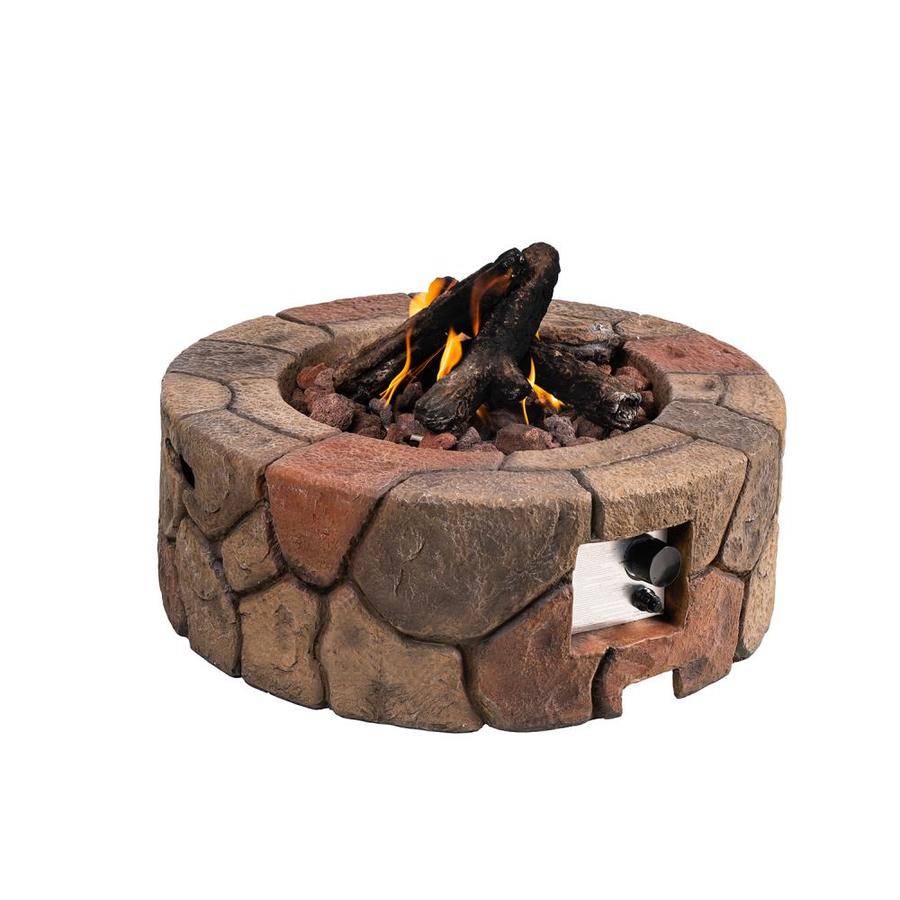 Siusumfo Fire Pit 11 In W 50000 Btu Brown Concrete Propane Gas Fire Pit In The Gas Fire Pits Department At Lowes Com