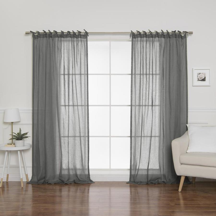 Best Home Fashion 84-in Dark Grey Polyester Sheer Top Tab Curtain Panel ...