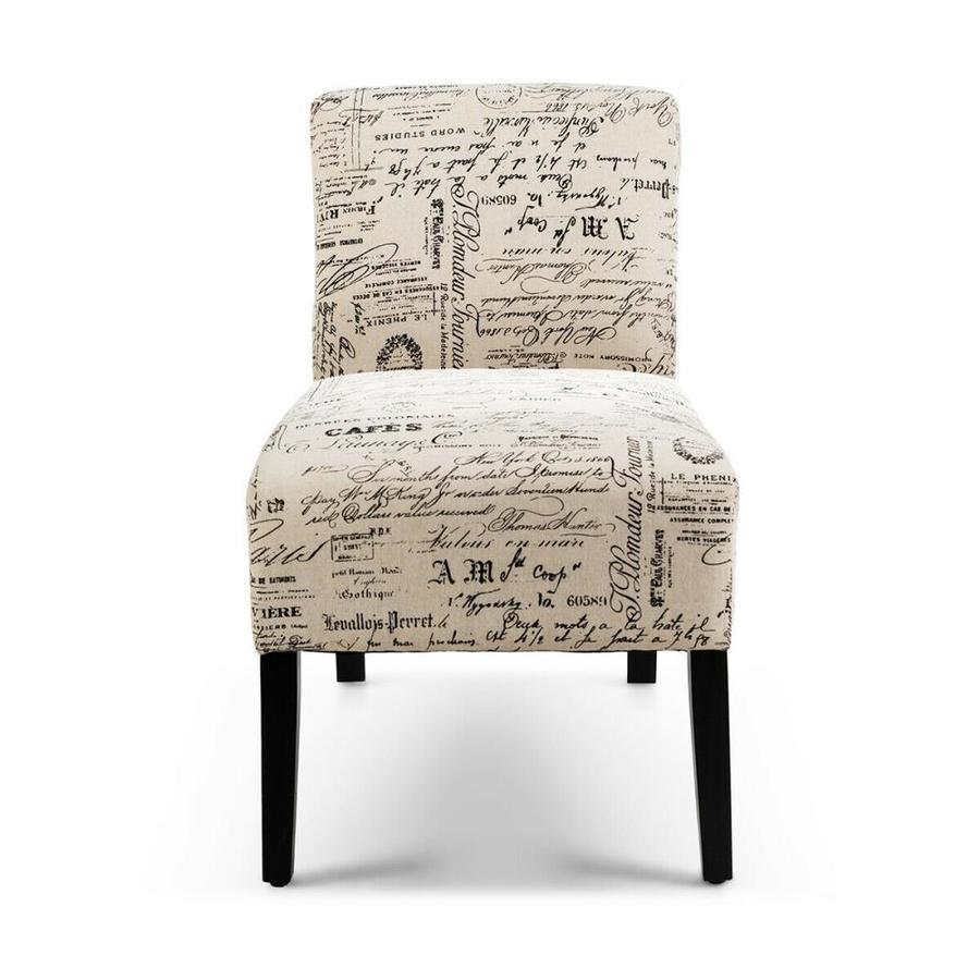 Casainc Armless Letter Print Fabric Chair With Solid Wood Legs In The Chairs Department At Lowes Com