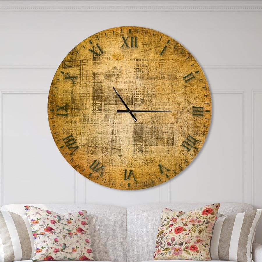 Designart Designart 'Antique face on Parchment ' Rustic wall clock in ...