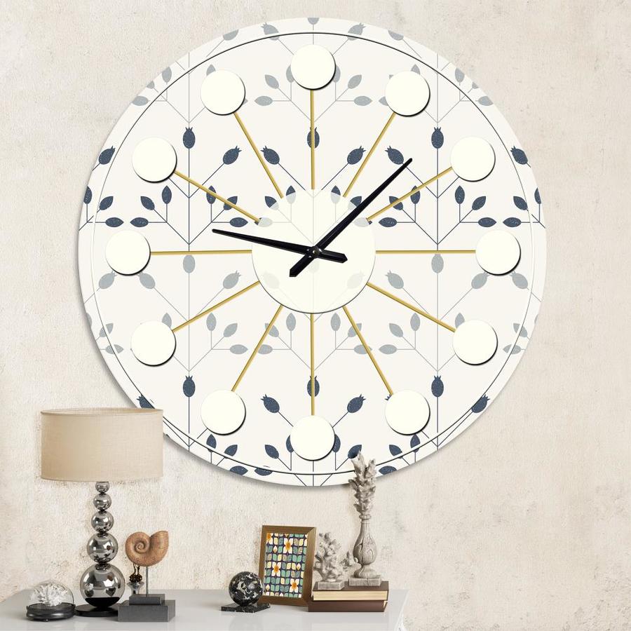 Designart Designart Floral Retro Botanical Pattern I Mid Century Modern Wall Clock In The Clocks Department At Lowes Com