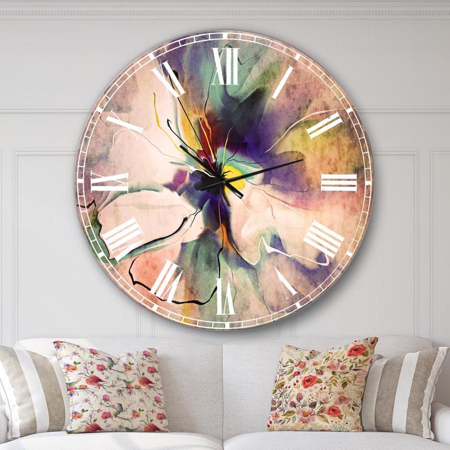 Designart Designart 'Abstract Creative Blue Flower ' Modern wall clock ...