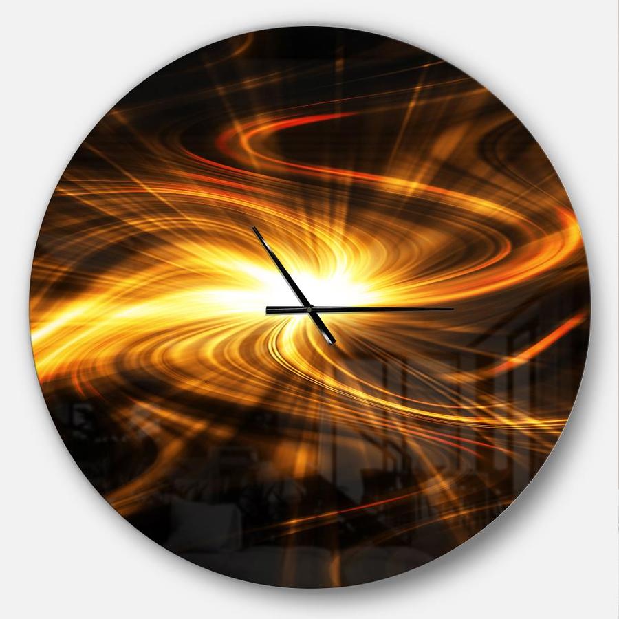 Designart Designart 'Explosion of Fire in Black ' Modern wall clock in ...