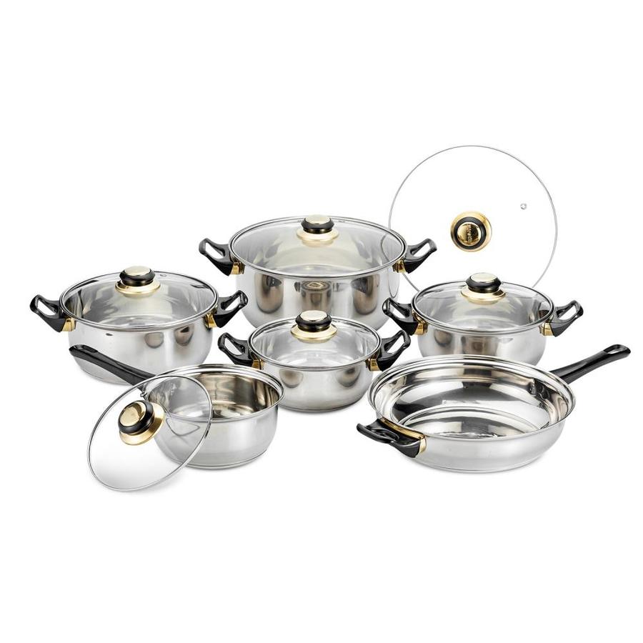 Alpine Cuisine 12Piece 9.5in Stainless Steel Cookware Set with Lid(s