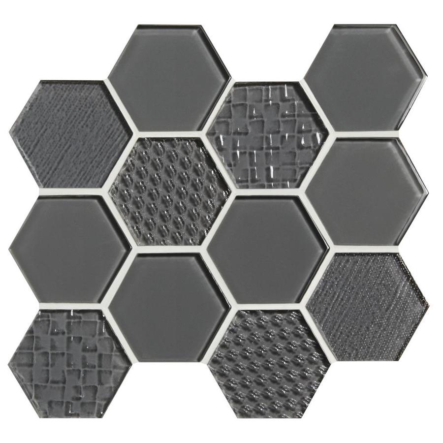 American Olean Color Appeal Charcoal Gray Hexagon Mosaic Glass