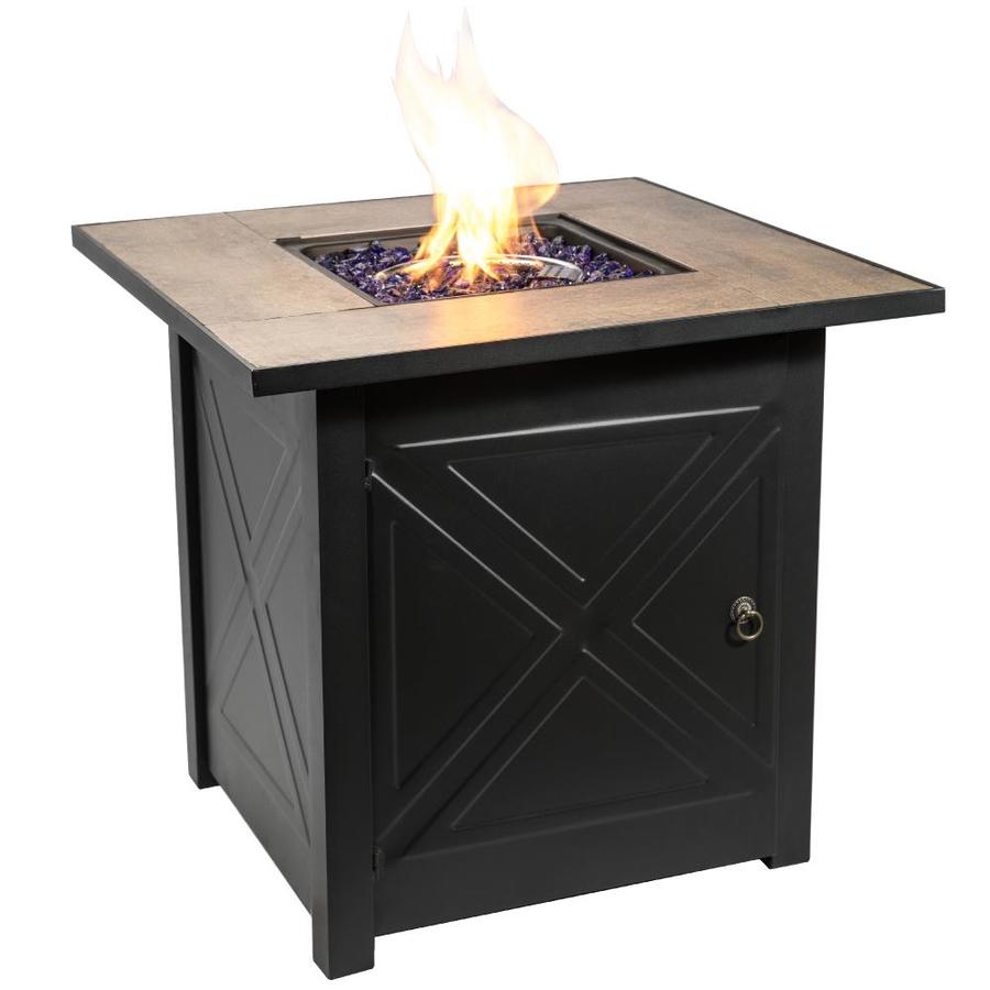 Teamson 30-in W 40000-BTU Black and Brown Steel Propane Gas Fire Pit in ...