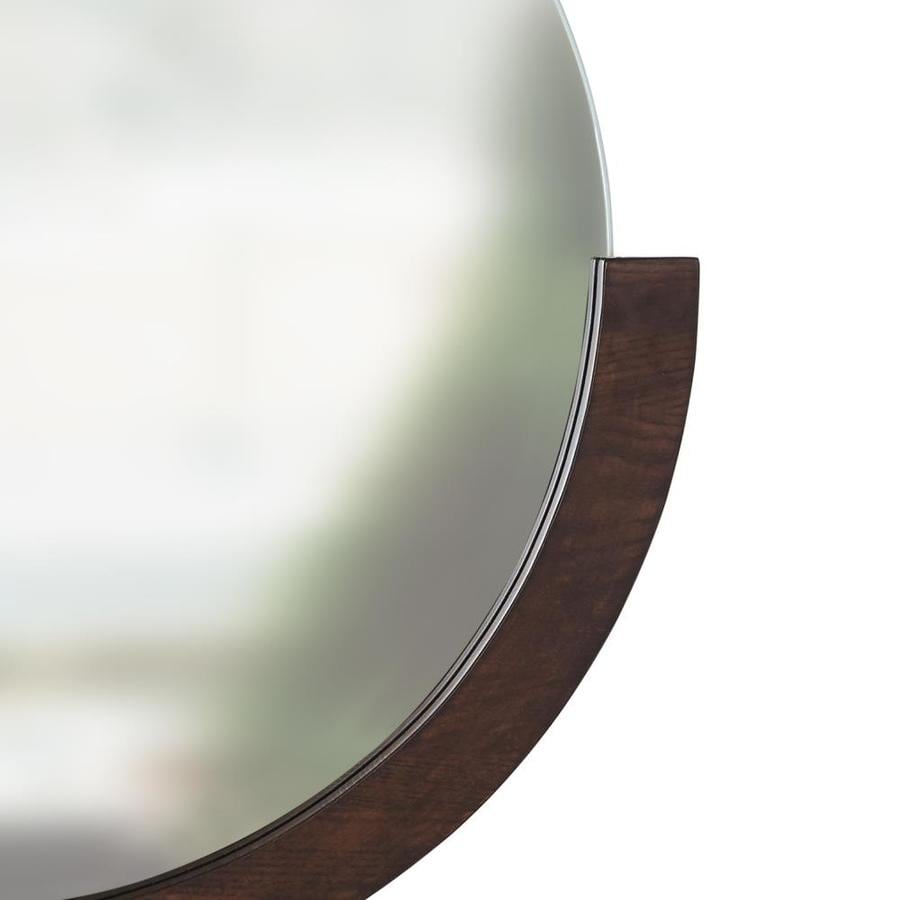 Umbra Mira 31.75-in L x 33.5-in W Round Aged Walnut Framed Wall Mirror ...