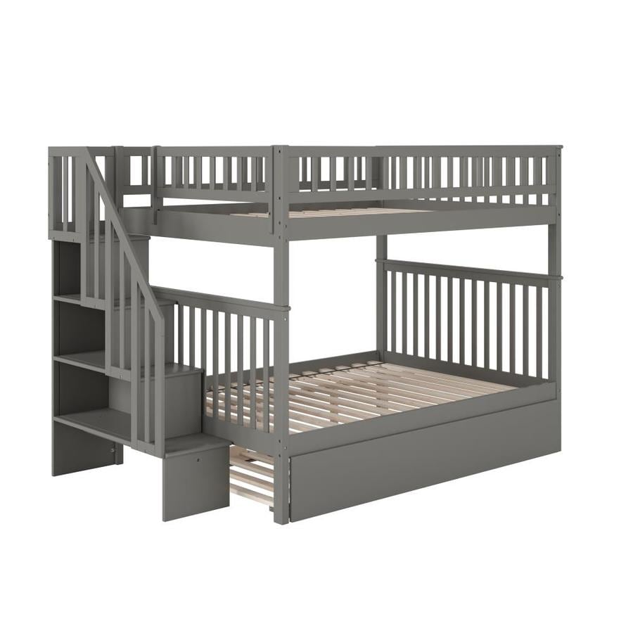 Atlantic Furniture Woodland Staircase Bunk Bed Full Over Full With Full Size Urban Trundle Bed In Grey In The Bunk Beds Department At Lowes Com