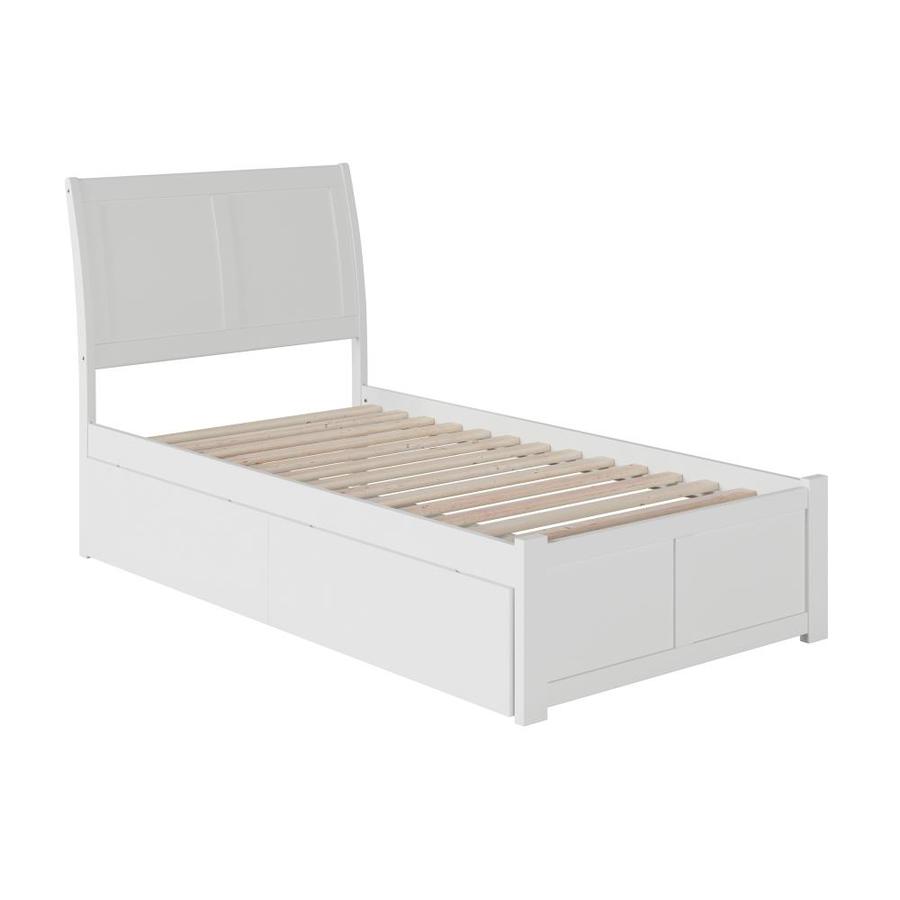 Atlantic Furniture Portland Twin Xl Platform Bed With Flat Panel Foot Board And 2 Urban Bed Drawers In White In The Beds Department At Lowes Com