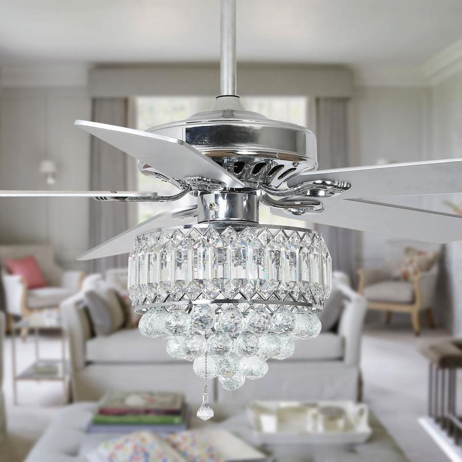 Bella Depot 52 -in Chrome Crystal Ceiling Fan with Five Reversible ...