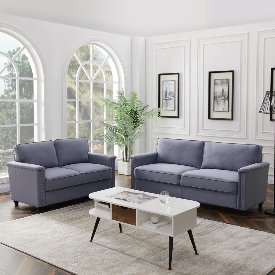 CASAINC 2 Piece Grey Standard Living Room Sofa and Loveseat in the ...