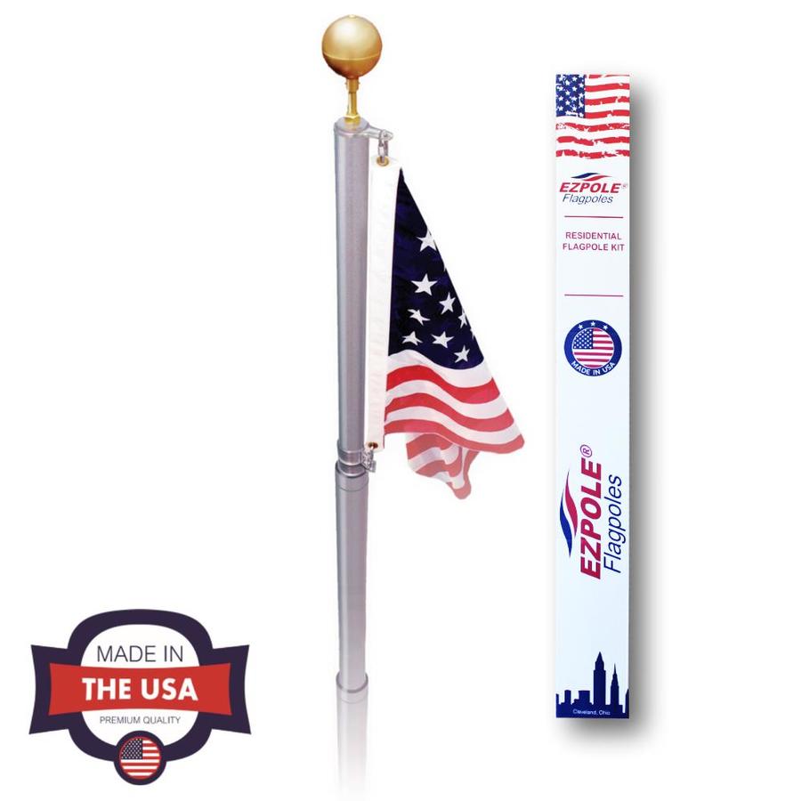 EZPOLE Liberty 21 ft. Aluminum Telescopic Flagpole Kit with Swivels in