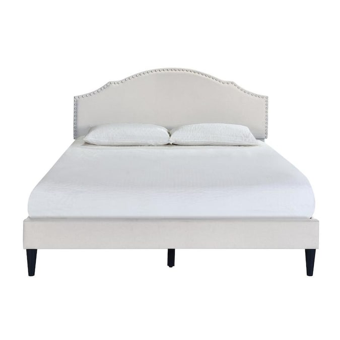 Homefare Cavendish Upholstered Queen Bed In Warm Gray Platform The Beds Department At Com Warm Gray Queen Platform Bed, Platform Fabric Queen Bed