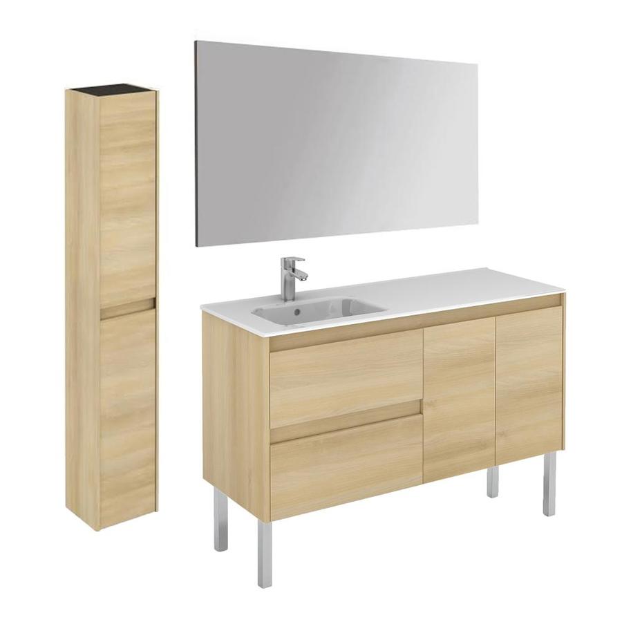 Ws Bath Collections Ambra Vanities 48 In Nordic Oak Single Sink Bathroom Vanity With Glossy White Solid Surface Top Mirror Included In The Bathroom Vanities With Tops Department At Lowes Com