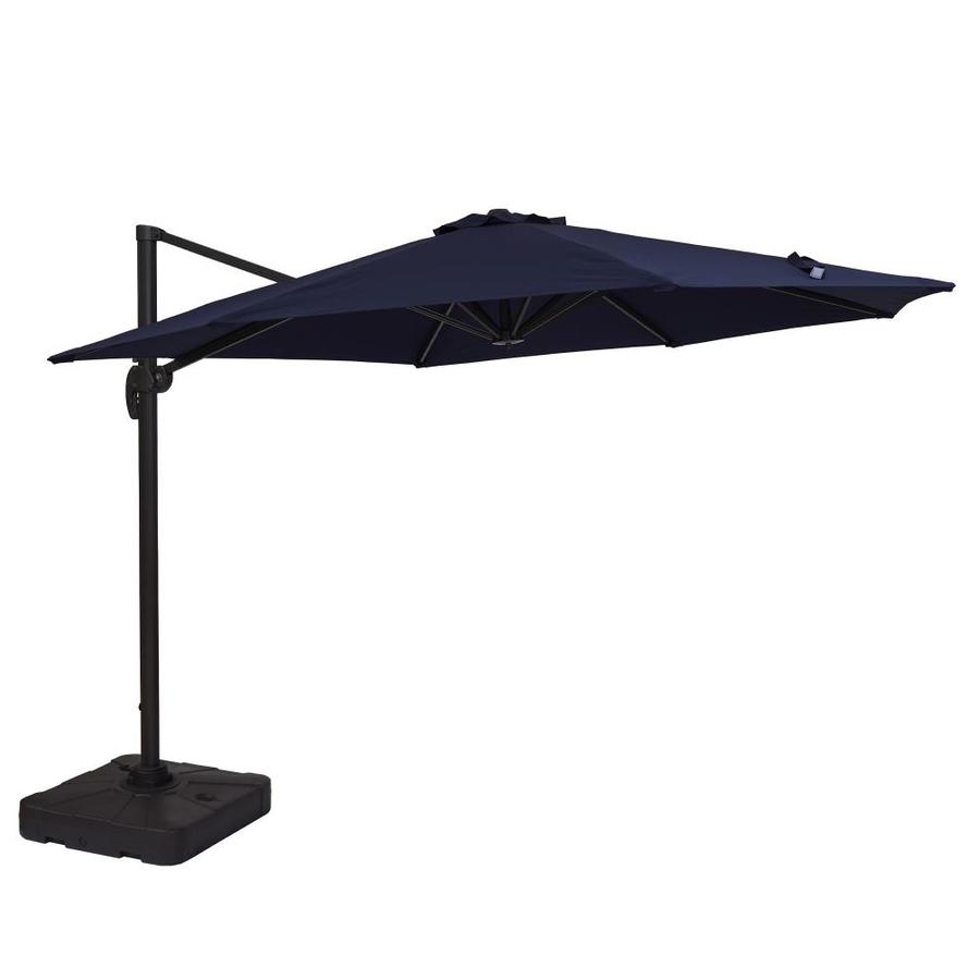 Casainc 11 Ft Navy Push Button Tilt Cantilever Patio Umbrella With Base In The Patio Umbrellas Department At Lowes Com