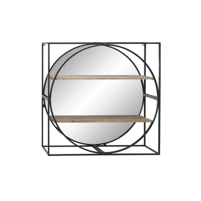 Grayson Lane 31 8221 Large Round Industrial Metal Wall Mirror With Wood Shelves Square And Frame In The Mounted Shelving Department At Com - Large White Round Mirror With Shelf Grayson Lane 31 8221 Large Round Industrial Metal Wall Mirror With Wood Shelves Square And Frame In The Mounted Shelving Department At Com - Large White Round Mirror With Shelf