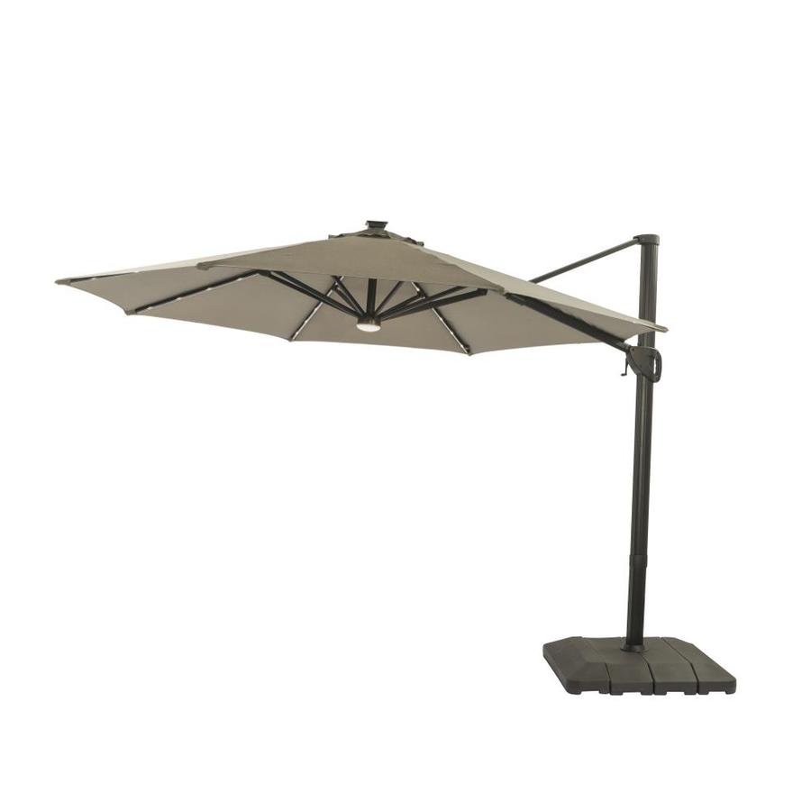 CASAINC 11Ft Solar Tube LED Cantilever Umbrella with Crank and Base in