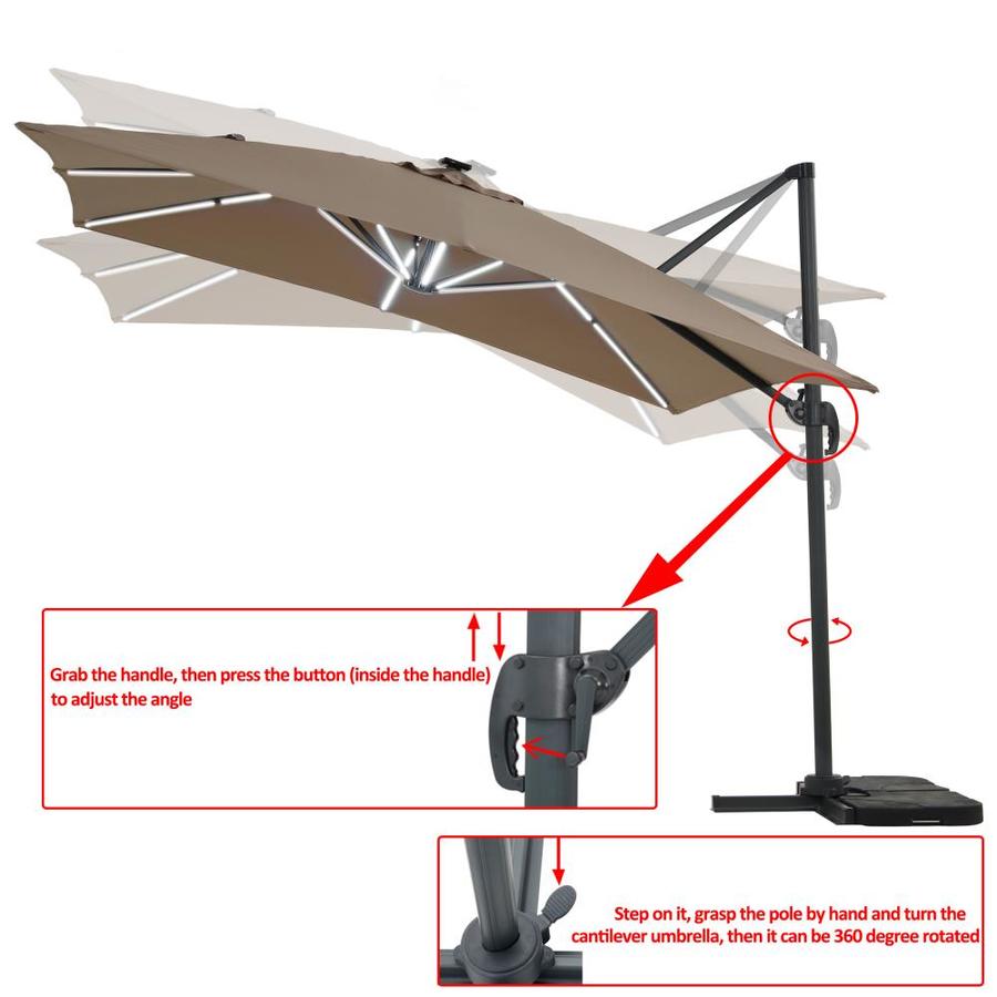 FOREST HOME 10FT Patio Rectangular Lighted Table Market Garden Umbrella ...