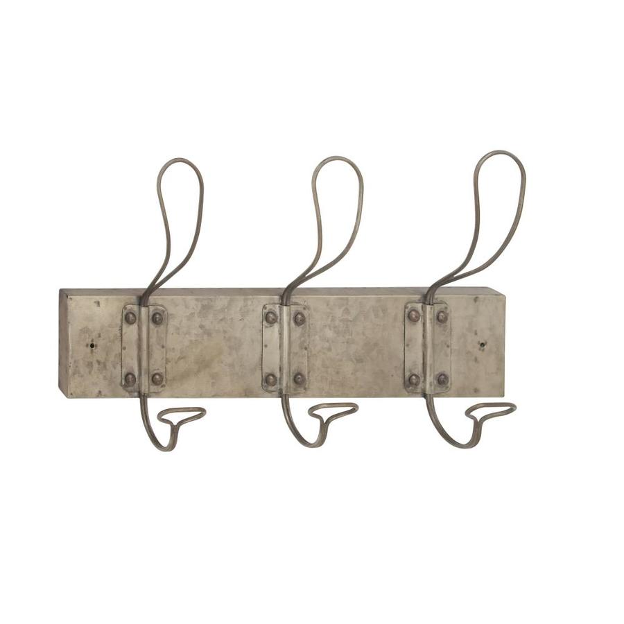 Grayson Lane Gray Galvanized Metal Wall Hook Rack 18in x 11in in the