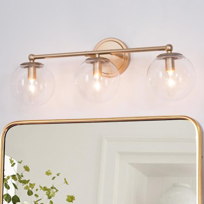 LNC 3Light Gold Glass Globe Bathroom Vanity Light in the