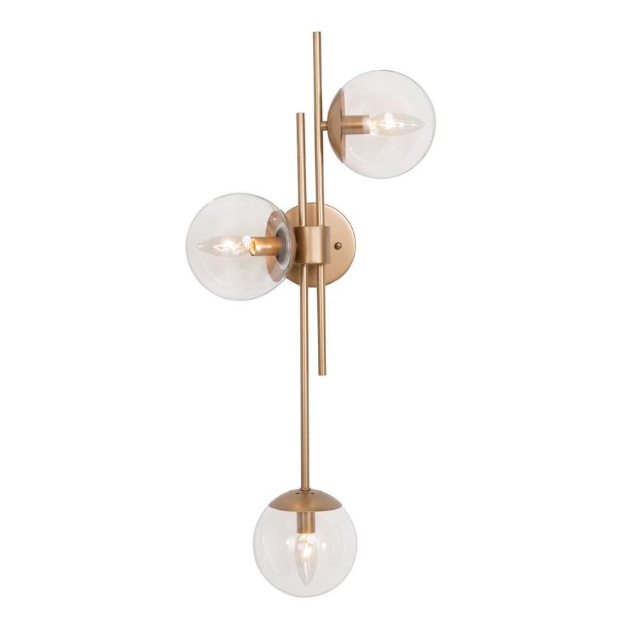LNC 3Light Gold and Clear Glass Globe Wall Sconce in the Wall Sconces