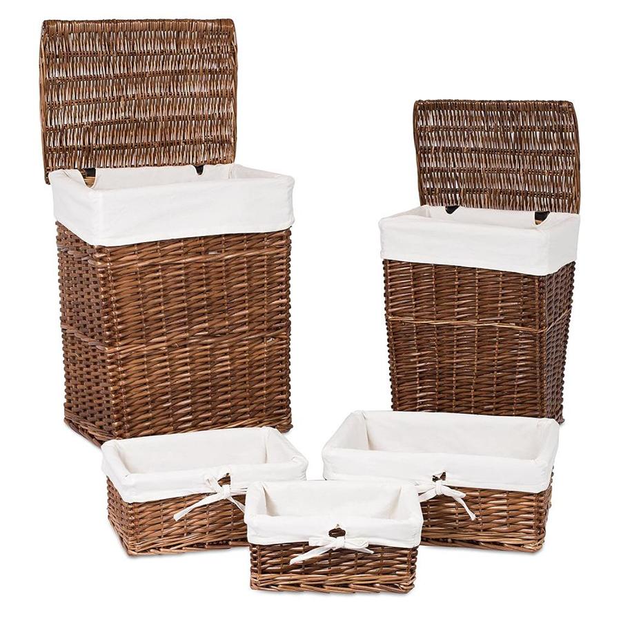 BirdRock Home BIRDROCK HOME Woven Willow Baskets with Liner  Set of 5