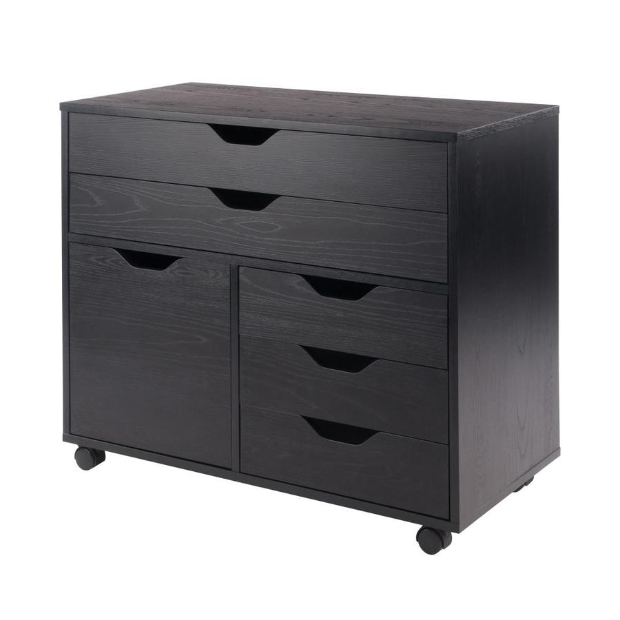 Winsome Wood Halifax 3Section Mobile Storage Black Finish in